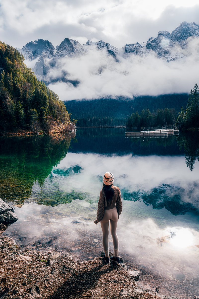 Crystal clear reflections in Eibsee, Germany 🤍