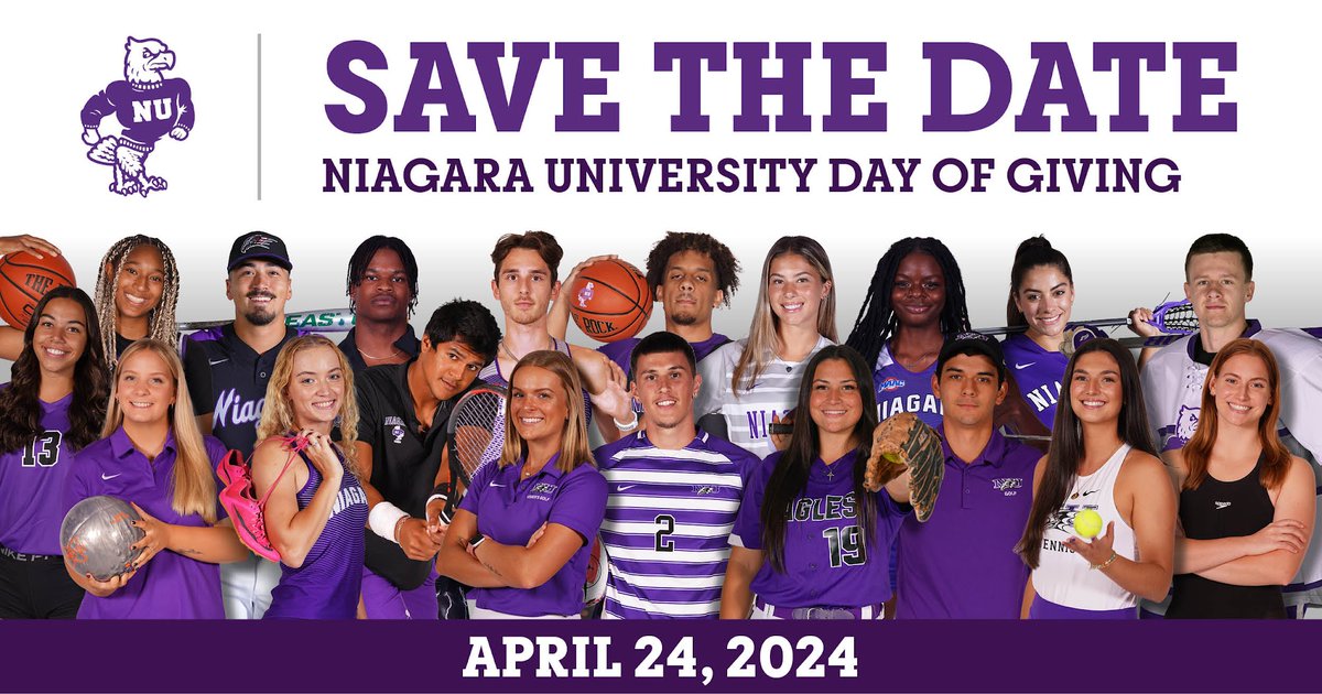 Save the Date Niagara University Athletics Day of Giving in Support of Purple Eagle Student-Athletes is three weeks away! #EaglesTakeFlight