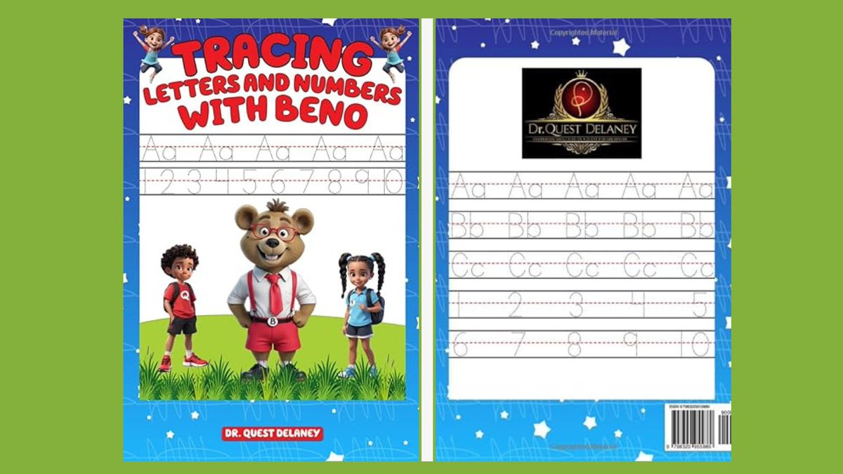 Tracing letters and numbers with Beno by Dr Quest Delaney (Author) 📚 **Get Ready for 1st Grade with Beno's Activity Book!** 🎨 Grab your copy here: a.co/d/7VnqMYz #kindle #kids #learn #children #EducationalFunbook #childrenbook