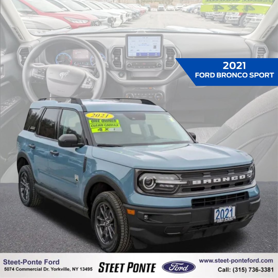 Drive smarter with Val's Value 2021 Ford Bronco Sport at Steet Ponte Ford! Get more for less with our exceptional deals on this versatile SUV. Don't miss out, explore now! 🚙✨ ➡ bit.ly/3xlXOfH
 #ValsValue #FordBroncoSport #SteetPonteFord