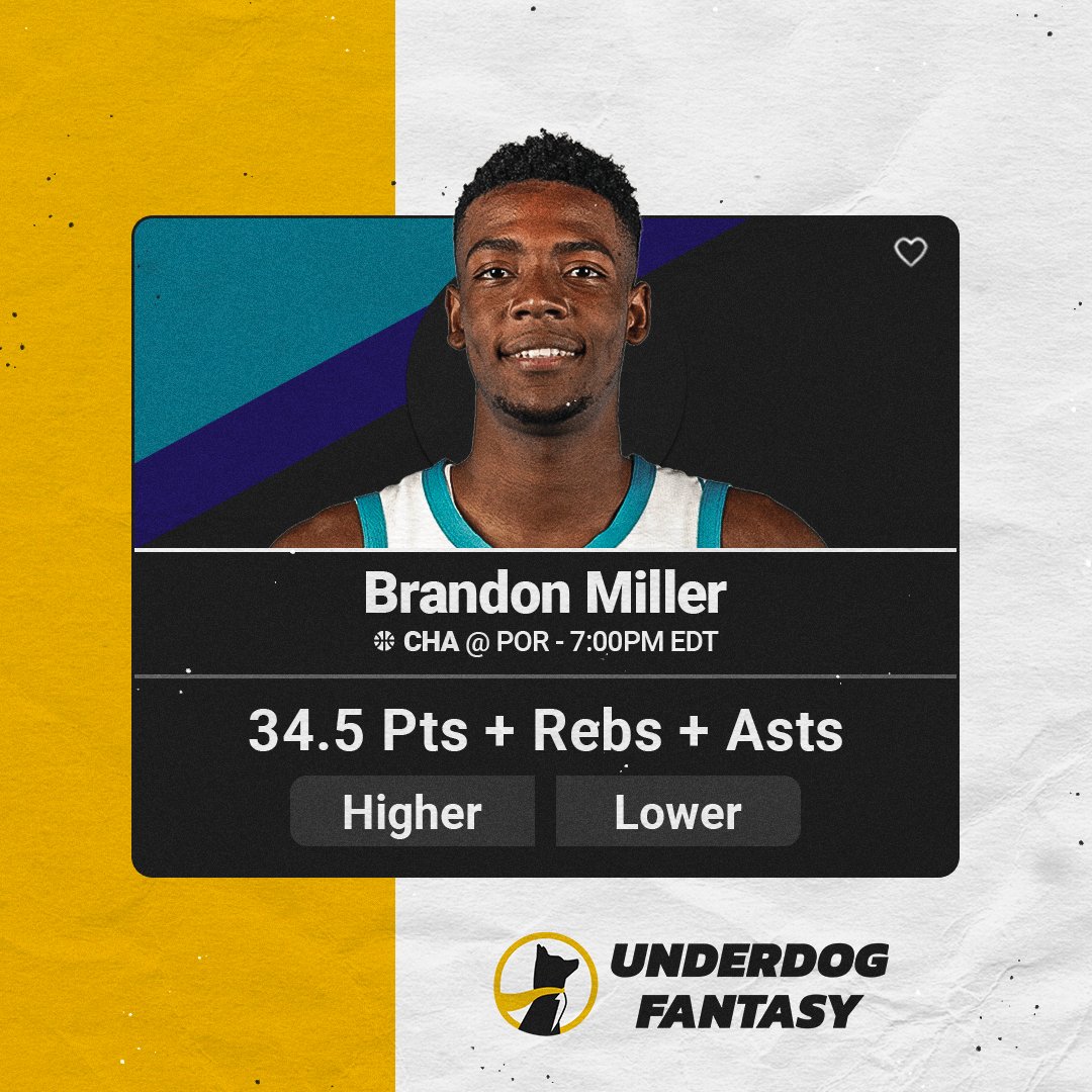 Scoot Henderson and Brandon Miller face off for the first time in their careers tonight 🍿 Three people who ❤️ this post and reply with their Undeerdog username will be selected for an entry to win $500 💰