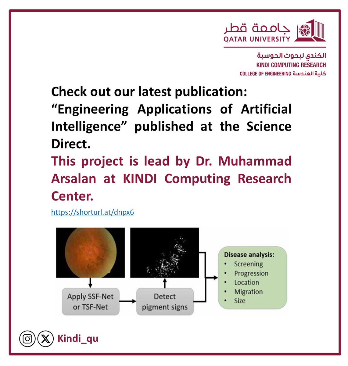 Check out our latest publication:

“EngineeringApplications of Artificial Intelligence” published at the Science Direct.

This project is lead by Dr. Muhammad Arsalan at KINDI Computing Research Center 💻

shorturl.at/dnpx6