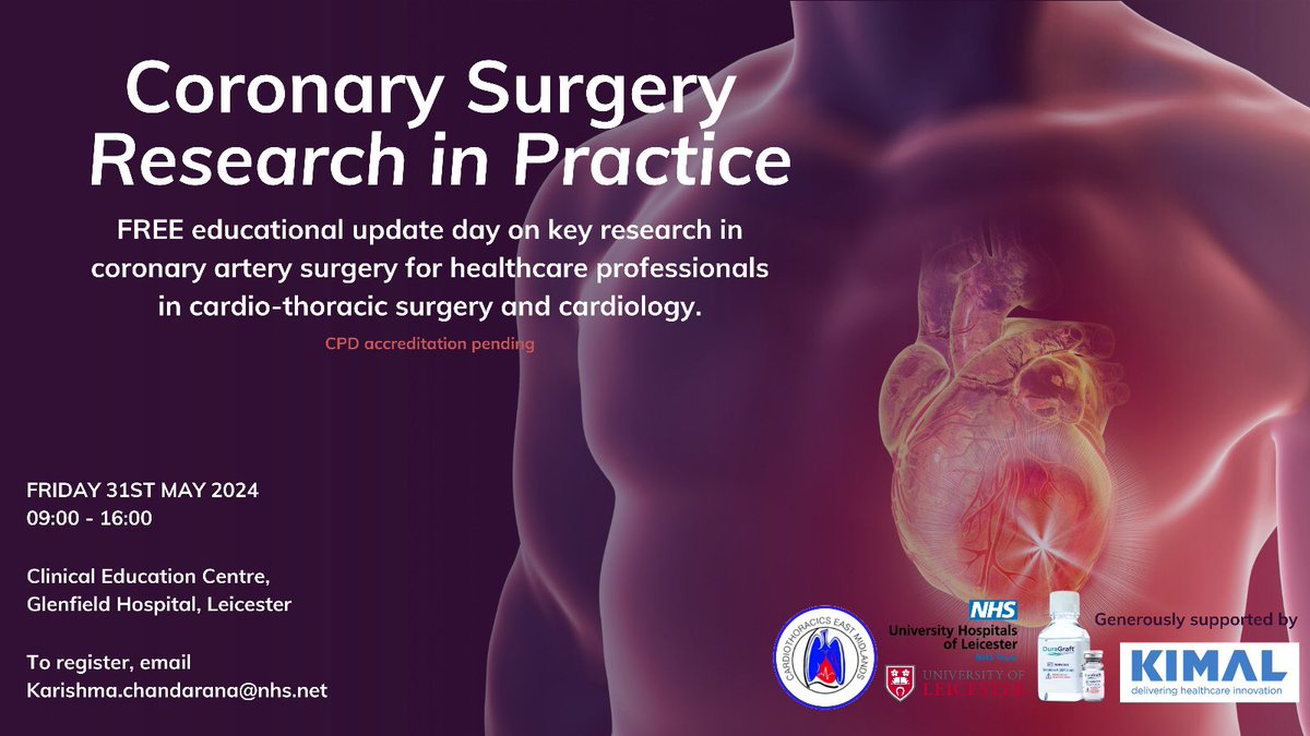 🚨 Coronary Surgery: Research in Practice 🚨FREE educational update on key #research in coronary artery #surgery for all healthcare professionals in #cardiothoracic surgery and #cardiology 🫀💥