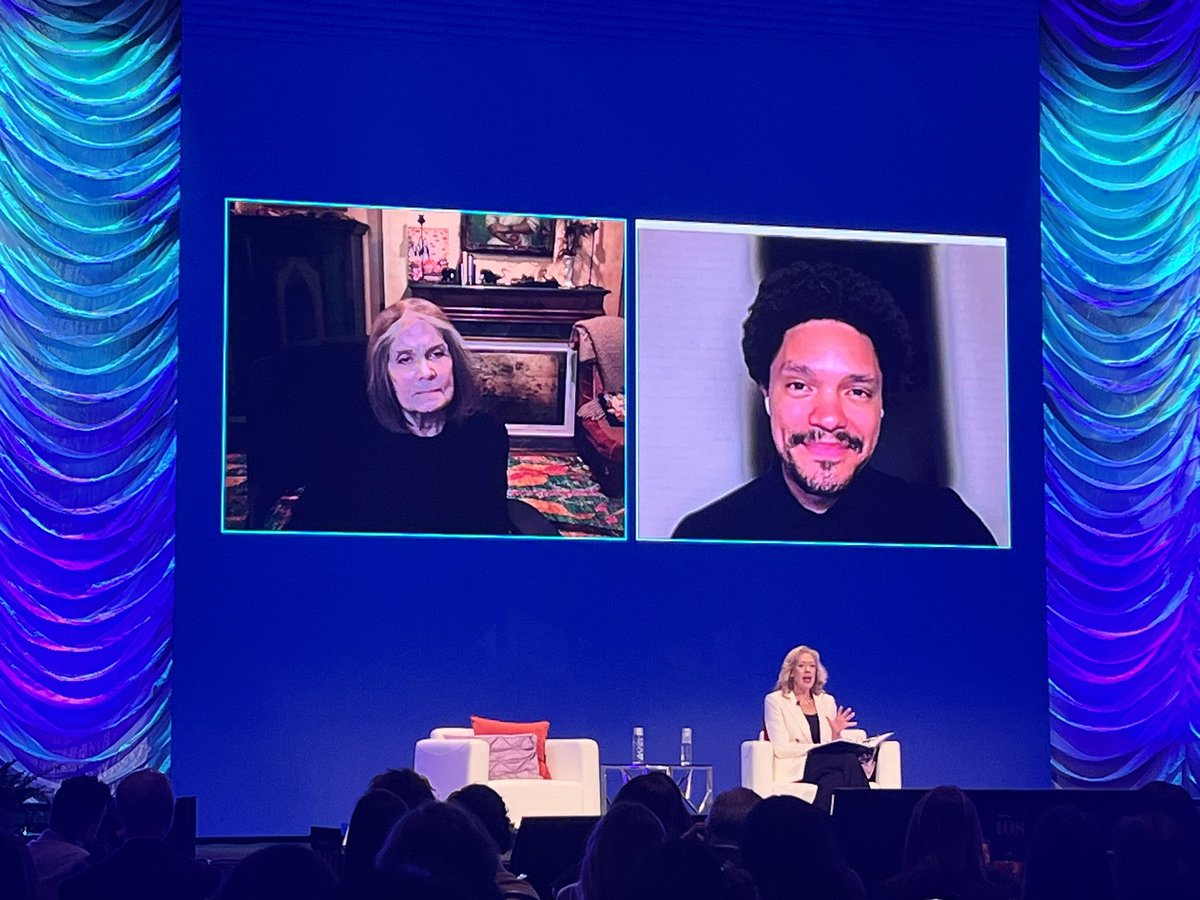Influentual guests at the conclusion of #SLC45 legendary Gloria Steinem and inspiring Trevor Noah on importance of being physically together with other people as an antidote to the speed of connecting through technology. <a href="/SimmonsSLIS/">SimmonsSLIS</a> <a href="/SimmonsUniv/">Simmons University</a>