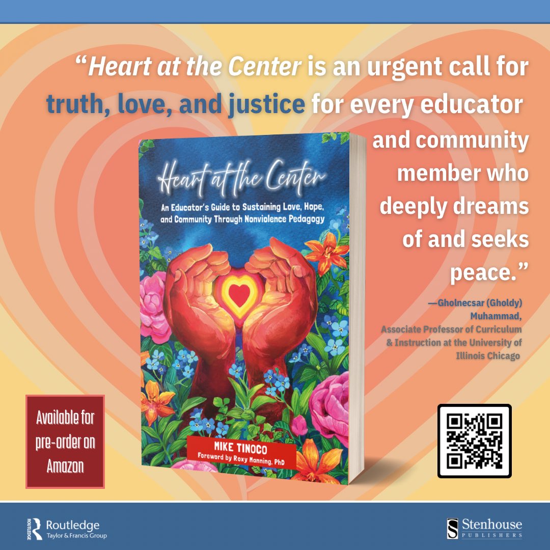 COMING SOON: In Heart at the Center, Mike Tinoco invites secondary educators to reimagine classrooms as spaces to prioritize wellness, embrace challenges with compassion, and help students flourish holistically. Learn to lead with nonviolence pedagogy with Heart at the Center.