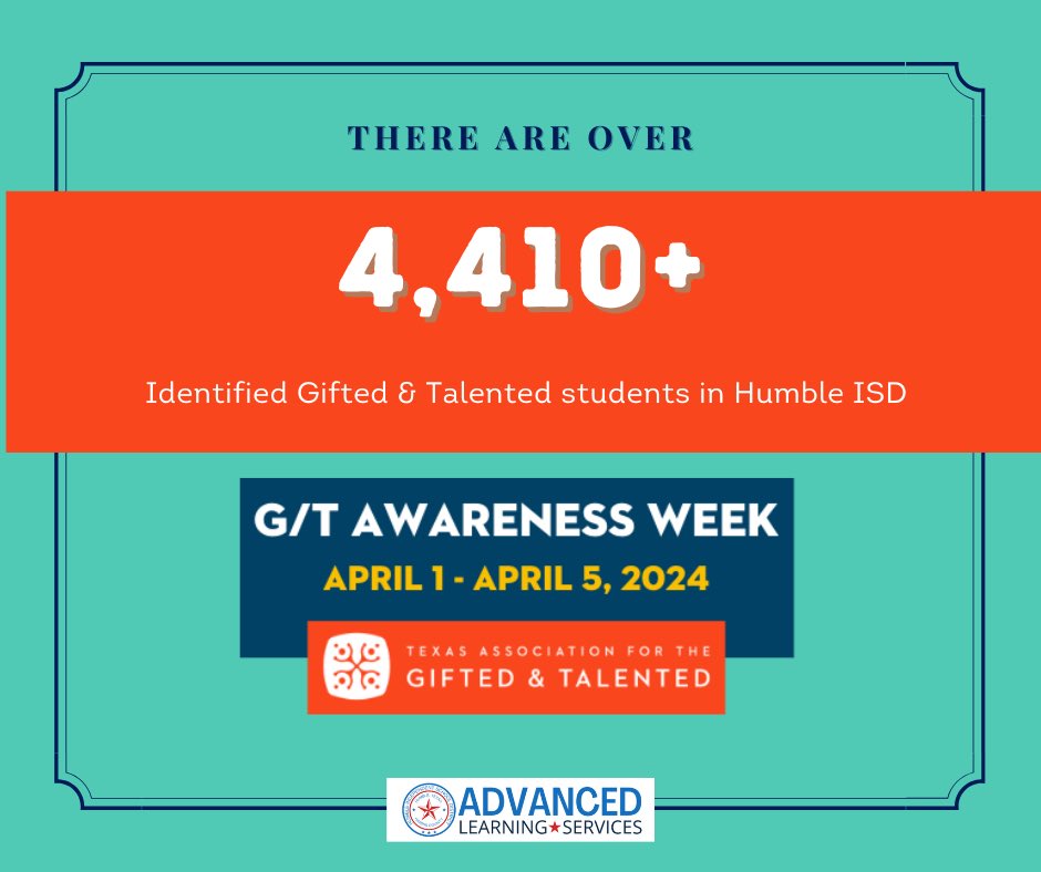 More than 4,000 students in @HumbleISD have been identified as G/T. #TAGT #GTweek @TXGifted