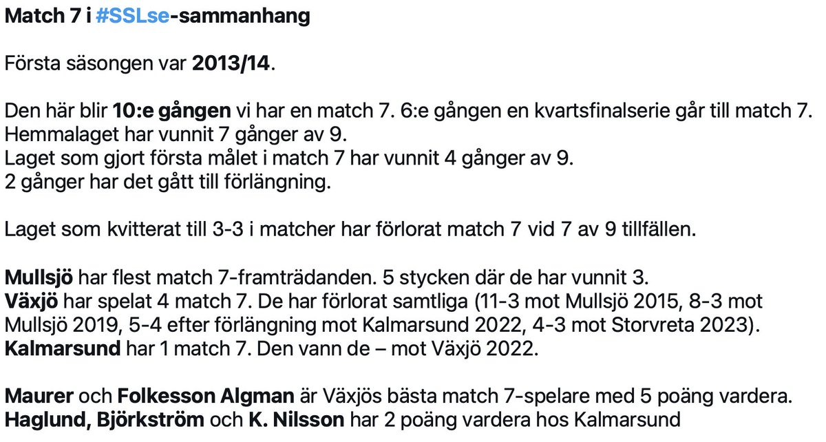 Här är all match 7-historik man behöver inför torsdagsrysaren i #SSLse⬇️