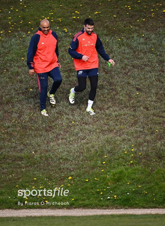 Simon Zebo and Conor Murray arrive for Munster rugby squad training at University of Limerick today.