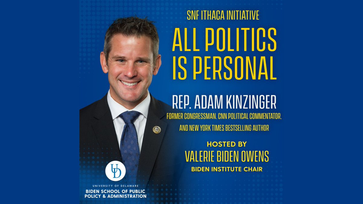 APIP S2E4: @UDBidenInst Chair Valerie Biden Owens sits down with Former Congressman, CNN Political Commentator & New York Times Bestselling Author @AdamKinzinger. Watch the full episode now: youtube.com/watch?v=evQvFR… @SNForg #SNFIthacaUD