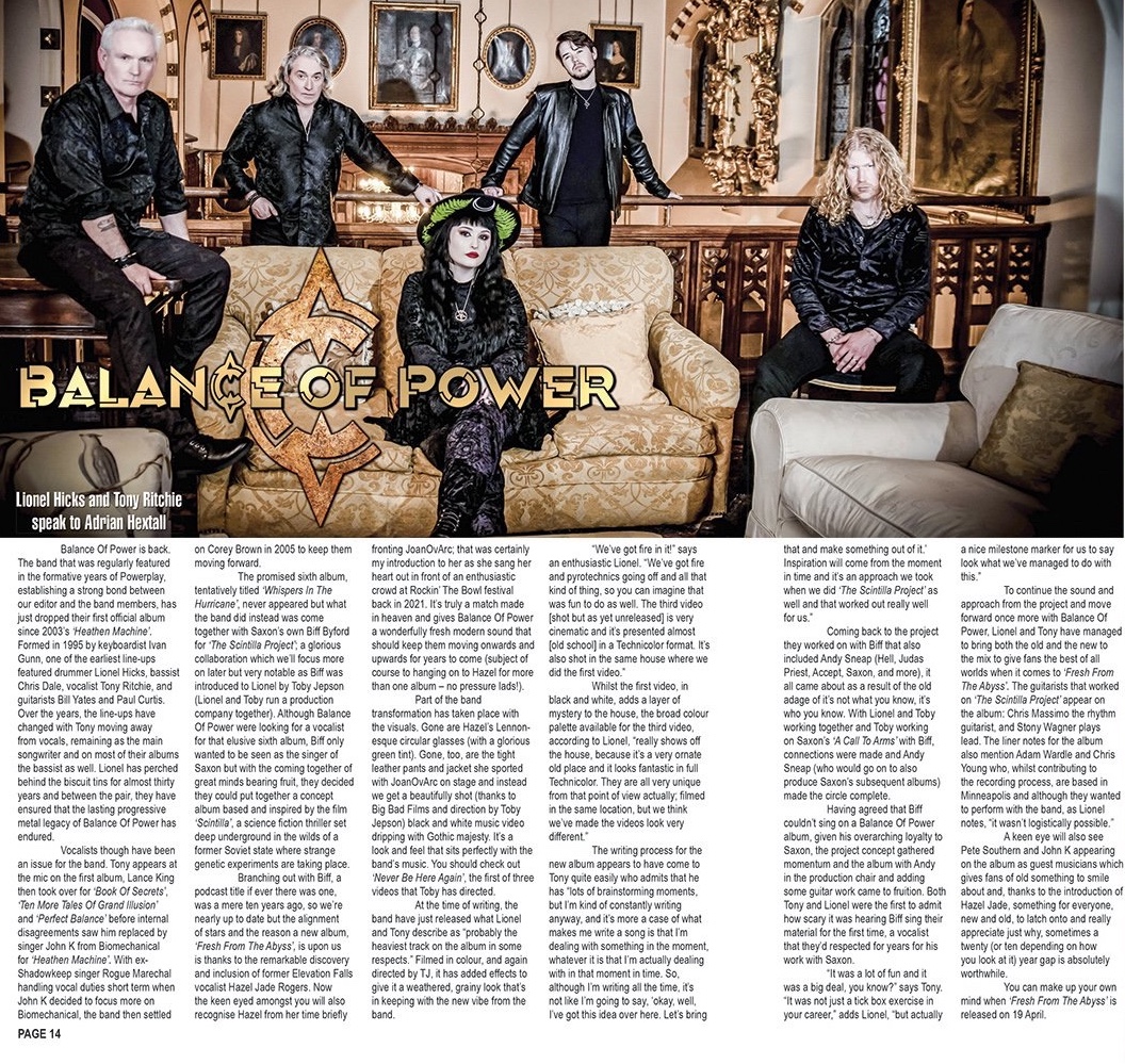 Thrilled to have made a mention on the front cover of Powerplay Mag! Lionel &amp; Tony did an interview Out in all good newsagents now or order online!
powerplaymagazine.co.uk
#balanceofpowerband #freshfromtheabyss #NewRelease2024 #newmusic2024 #newvideo #progmetal #progrock