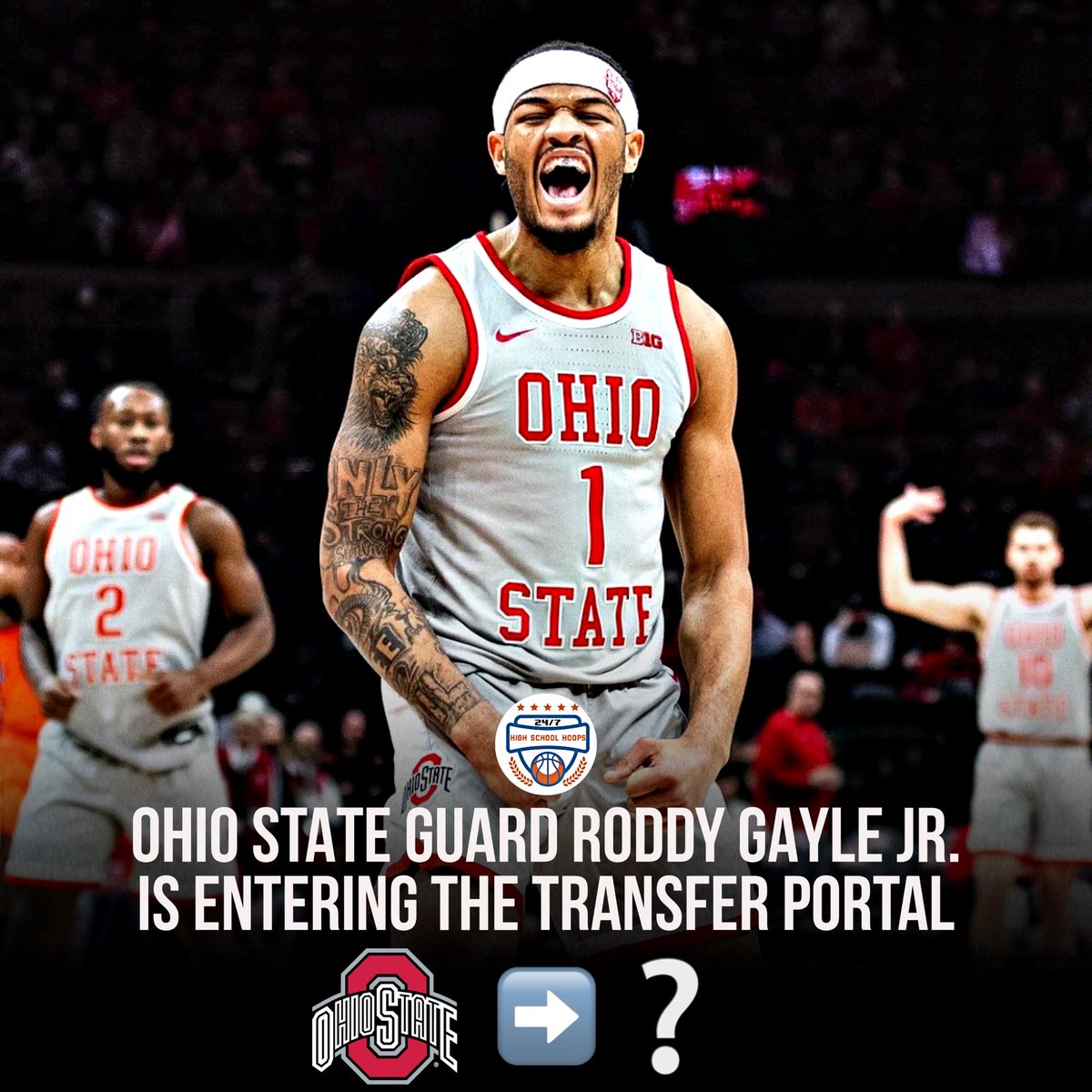 NEWS: Ohio State guard Roddy Gayle Jr. is entering the transfer portal, per source. Gayle is a former 4⭐️ recruit who has spent two seasons at Ohio State. Has had a very good sophomore season. He averaged 13.5PPG, 4.6RPG and 3.1APG for the Buckeyes this season.