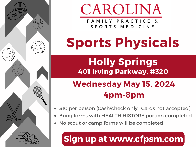 It's almost that time of year!! $10 Physical Exams are being offered by our partners at @cfpsm at their Holly Springs location. Be sure to sign up for a slot at cfpsm.com before they fill up. @WS_Storm_Sports @WSStormBoosters