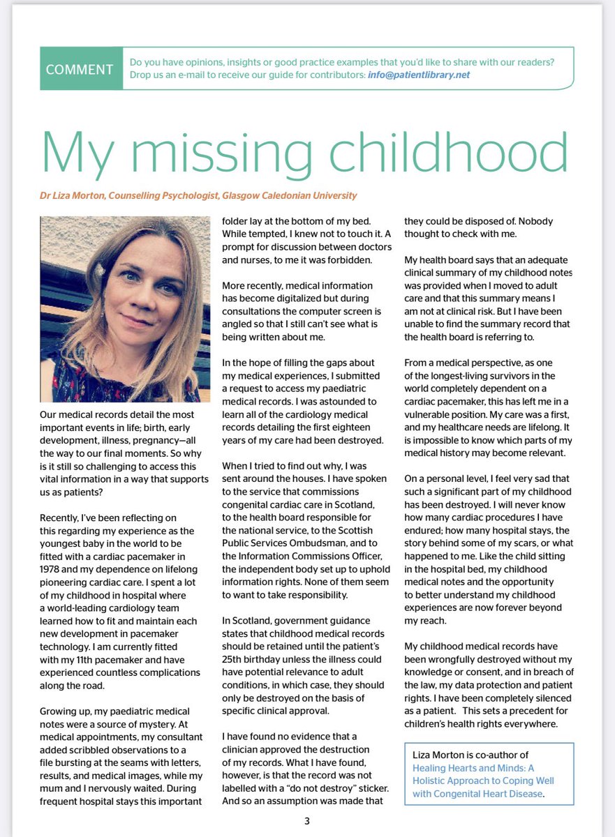 @patientlibrary invited me to write this piece for their latest publication. I can’t get my childhood health records back but hope by raising this more widely change will come… #patientrights #advocacy #healthcare Access the full publication here: patientlibrary.net/cgi-bin/downlo…