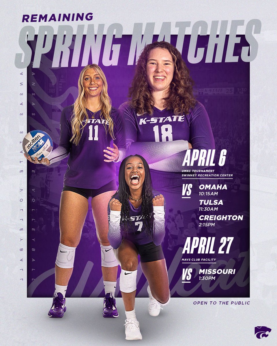 Four more chances to catch your Cats this spring! 📄 k-st.at/3J68LV8 #KStateVB