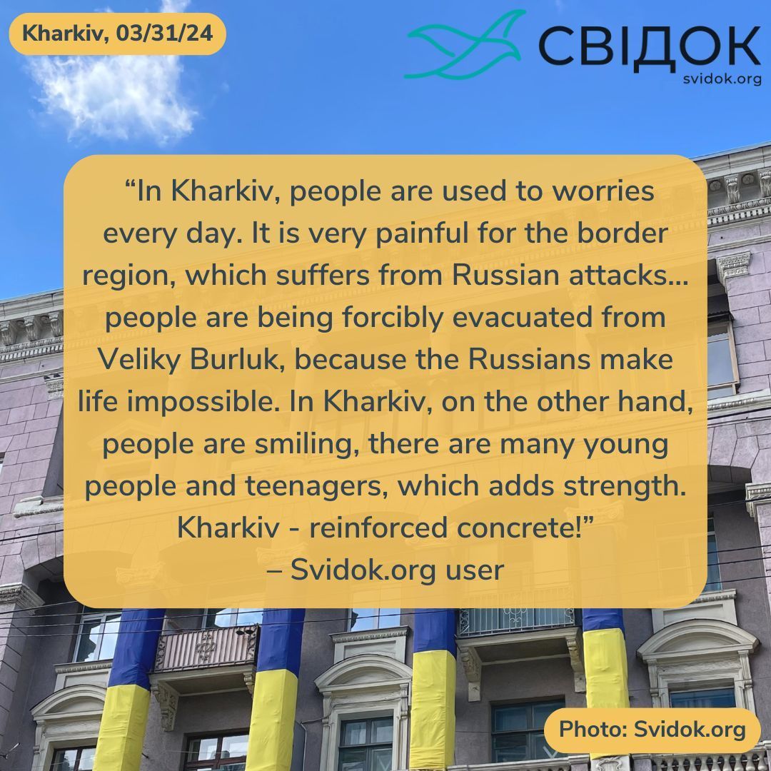 Kharkiv Strong: One Svidok.org user shares a story of resilienxw from battle-hardened #Kharkiv, which has stood strong amidst near-constant Russian terror attacks 🔗 buff.ly/3J2BLgq #ukraine #svidok #svidokukraine #russia #slavaukraini #warinukraine