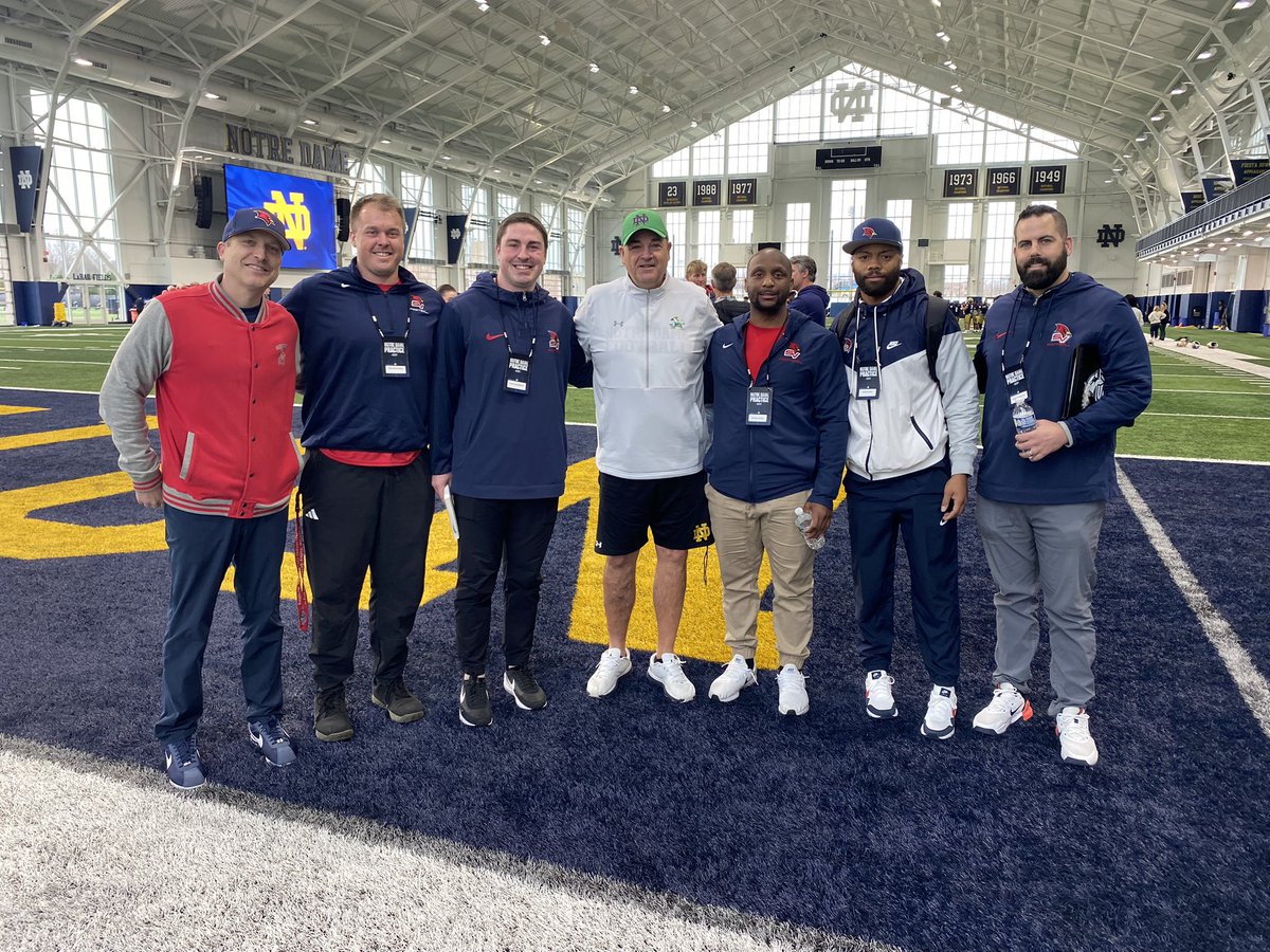 Special thanks to @Marcus_Freeman1, @MikeDenbrock and @Bullough40 for their hospitality during Wednesday’s @NDFootball spring practice. We appreciate the access and support. #EarnIt 🎯 #GoCardinals #ExpectVictory