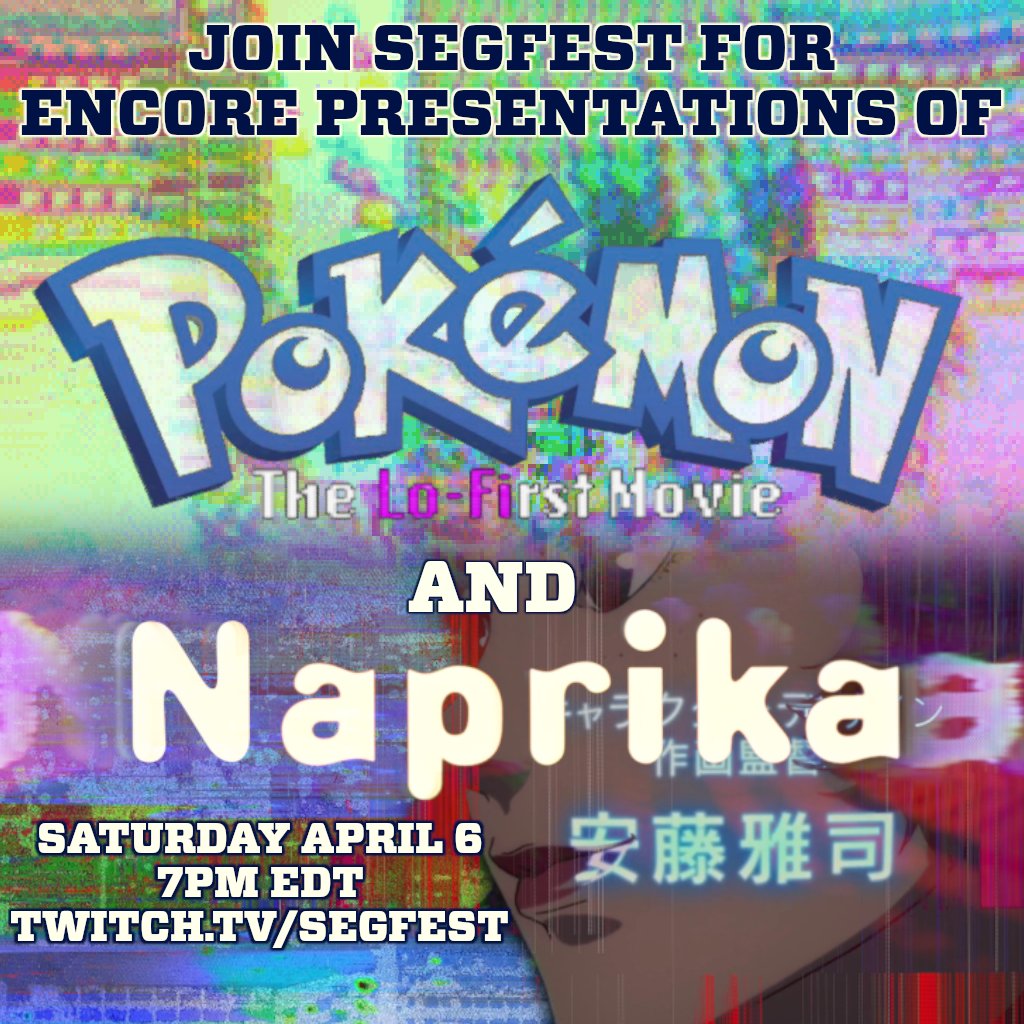 Thats right, Coming up this Saturday you can catch Pokemon the Lo-First Movie and Naprika again on twitch.