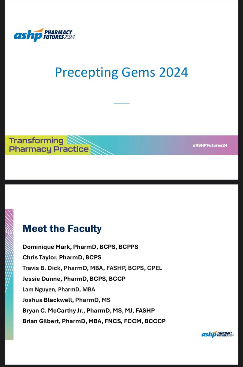 Happy to be discussing some precepting gems at the @ASHPOfficial Futures Summer meeting in Portland this June! Drop some of your favorite precepting pearls or gems below. #TwitteRx (s/o @MeganARech for the opportunity to present!)