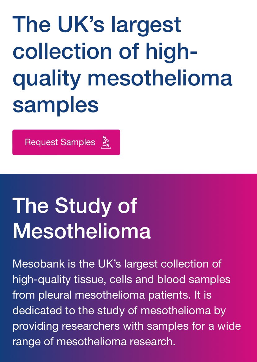 Mesobank UK has been supplying researchers with high quality, well annotated mesothelioma biosamples for 10 years mesobank.com @dahdaleh_fndn @asthmalunguk @RoyalPapworth @JHMRF