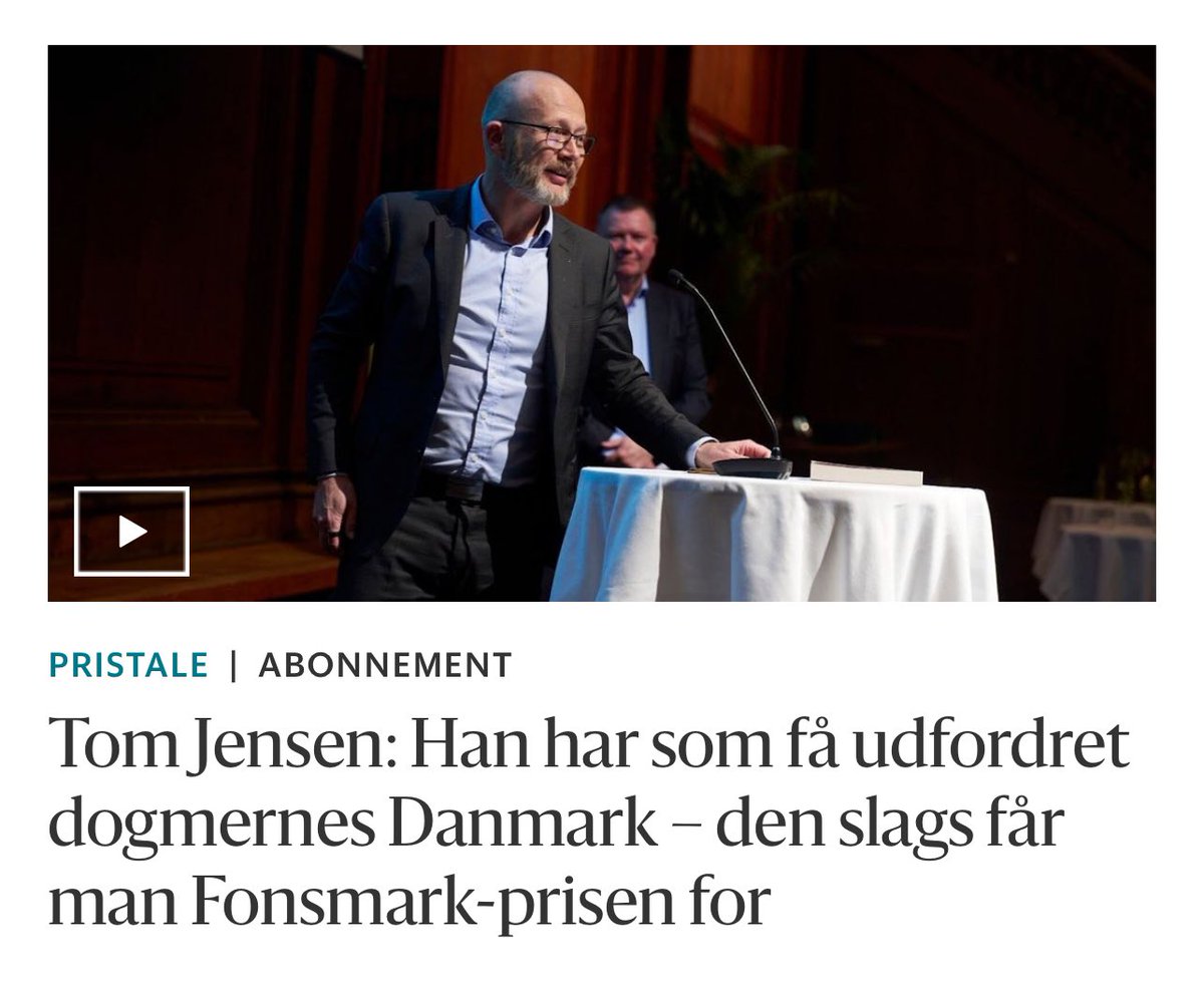 Tillykke til Martin Ågerup, modtager af Fonsmarkprisen 2024. berlingske.dk/kommentatorer/…