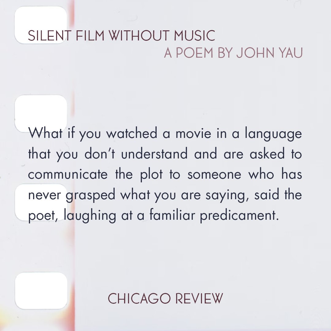 'Silent Film Without Music' by John Yau is now on our website. You can read on here: chicagoreview.org/silent-film-wi…