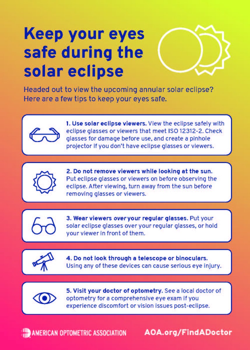 A solar eclipse is coming this Monday, April 8th! Visit aoa.org/healthy-eyes/c… to learn more about the solar eclipse and how to best view it while keeping your eyes safe 👀👓 #solareclipse #bostonma