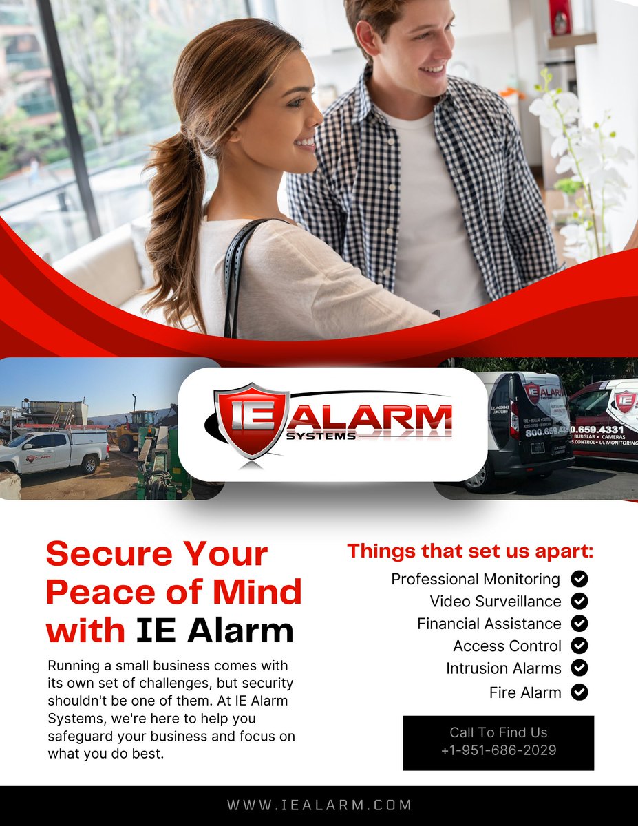 IEAlarmSystems's tweet photo. Don't let security concerns hold your business back.
Trust IE Alarm Systems to provide the protection you need so you can focus on growing your business with confidence. Contact us today to learn more!

#safetyawareness #homesecurity #alarmsystem #securitycamera #securityservices https://t.co/ZlnK8mXtbE
