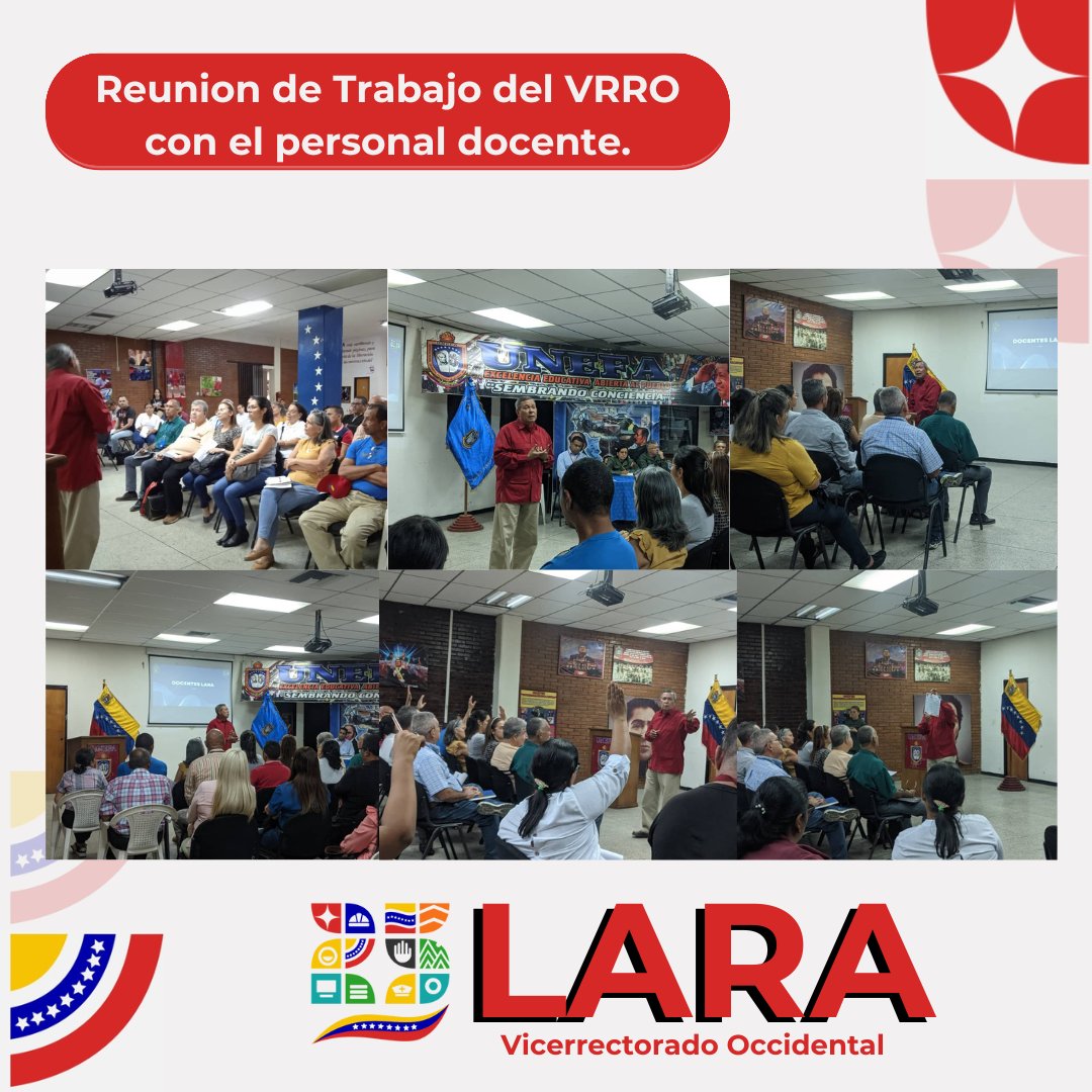 unefa_vrro's tweet photo. #3Abr || Siguiendo orientaciones del M/G @R_Nicodemo, Rector de la @Unefa_VEN, y en trabajo mancomunado con el núcleo Lara, se llevó a cabo reunión de coordinación y trabajo con los Docentes, para dinamizar y elevar la excelencia educativa de nuestra casa de estudios. https://t.co/EyIDI48kI1