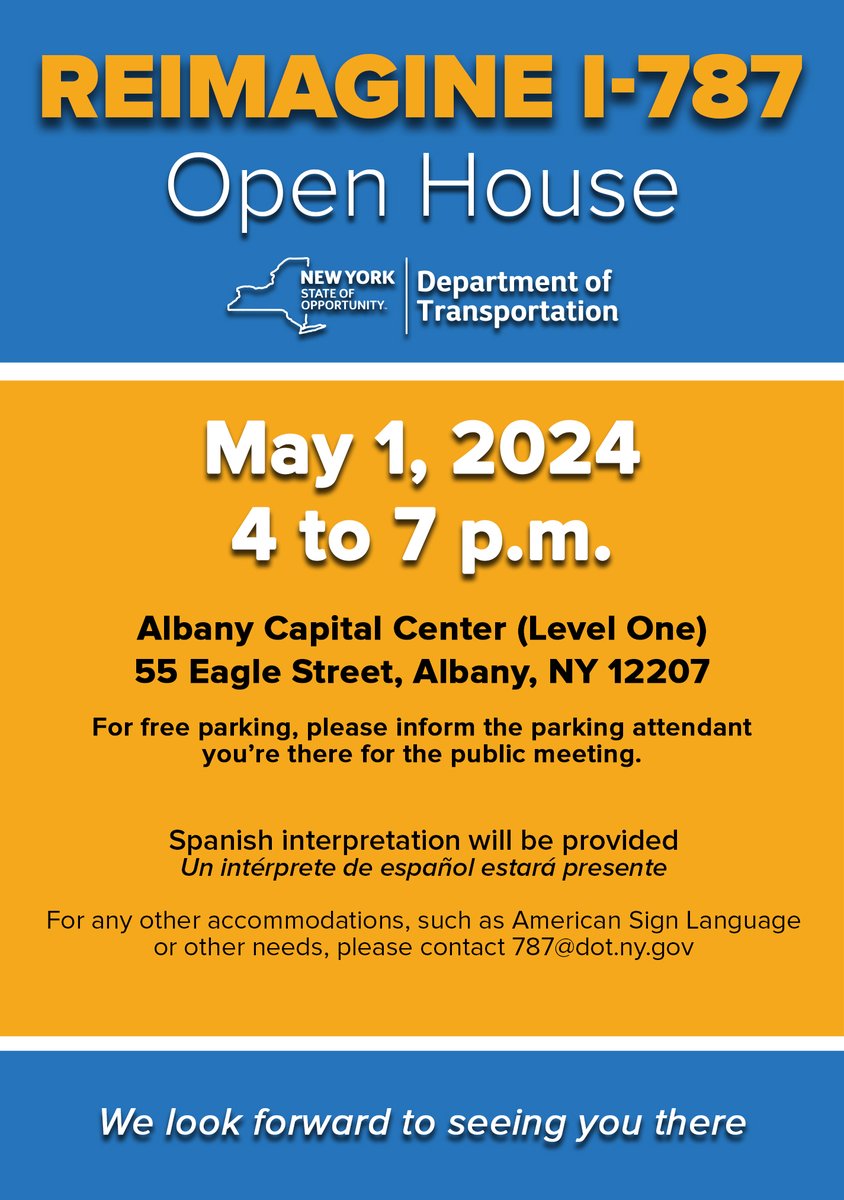 NYSDOTAlbany's tweet image. Everyone's invited! @NYSDOTputs a premium on public involvement. We want your two cents on this study to enhance safety and connectivity on the I-787 Corridor.