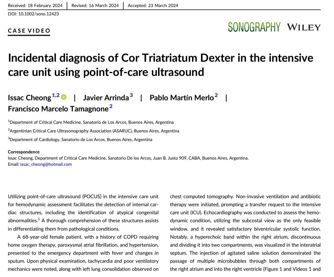 Incidental Diagnosis of Cortriatriatum Dexter in the Intensive Care Unit Using Point-of-Care Ultrasound Sonography doi.org/10.1002/sono.1… Shareable link: onlinelibrary.wiley.com/share/author/9… #POCUS #cortriatriatumdexter