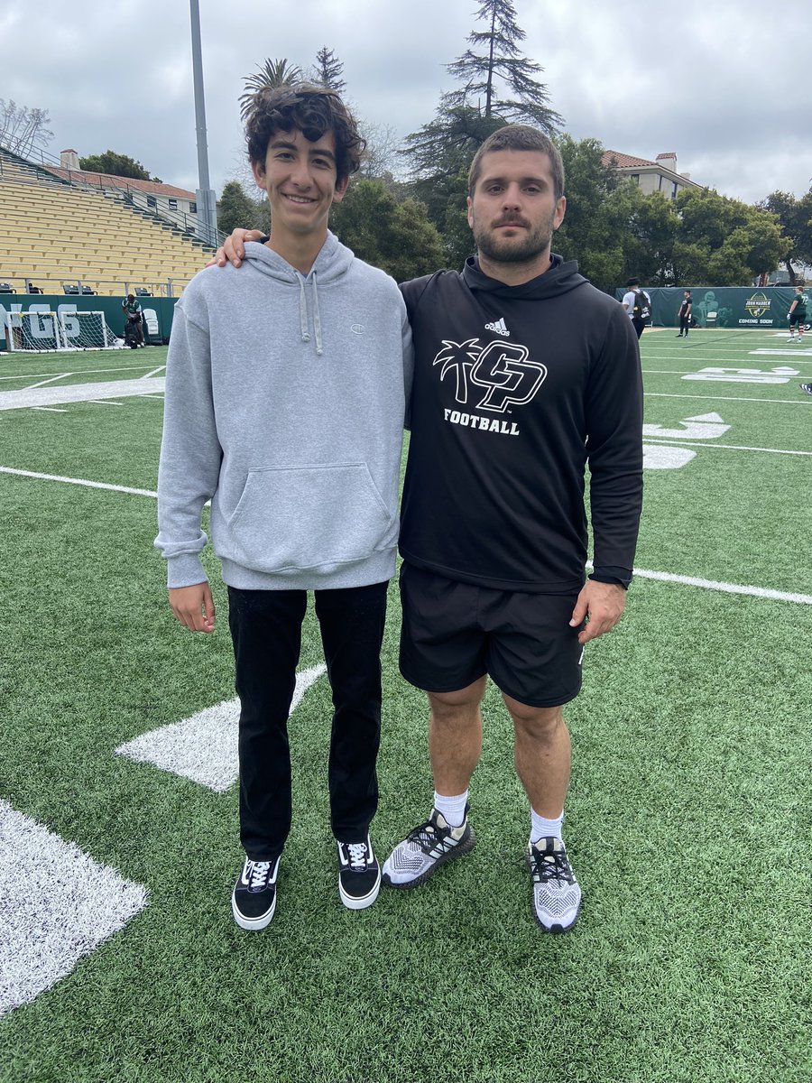 Had a great time with @calpolyfootball today. Thanks @JakeCasteel for having me out, I loved seeing the school and meeting some of the players. Can’t wait to be back! @CSKRECRUITING @LosAlFootball