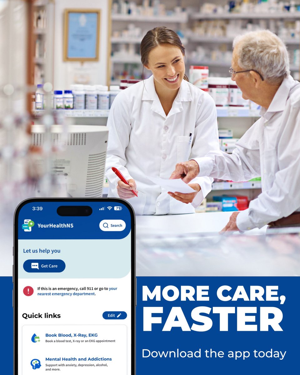 You can now book blood work, X-rays, and EKGs using your mobile phone. We are committed to modernizing healthcare delivery to ensure Nova Scotians receive the care they need when they need it. Download YourHealthNS today at yourhealthns.ca