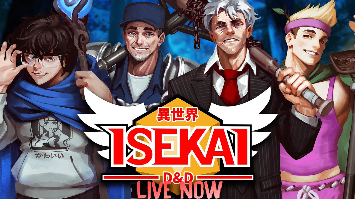 ISEKAI D&D IS LIVE NOW! LINK: twitch.tv/rustage_ W/ @Tekking101 @DanielBGreene @BriggsADA_ @shwabadi