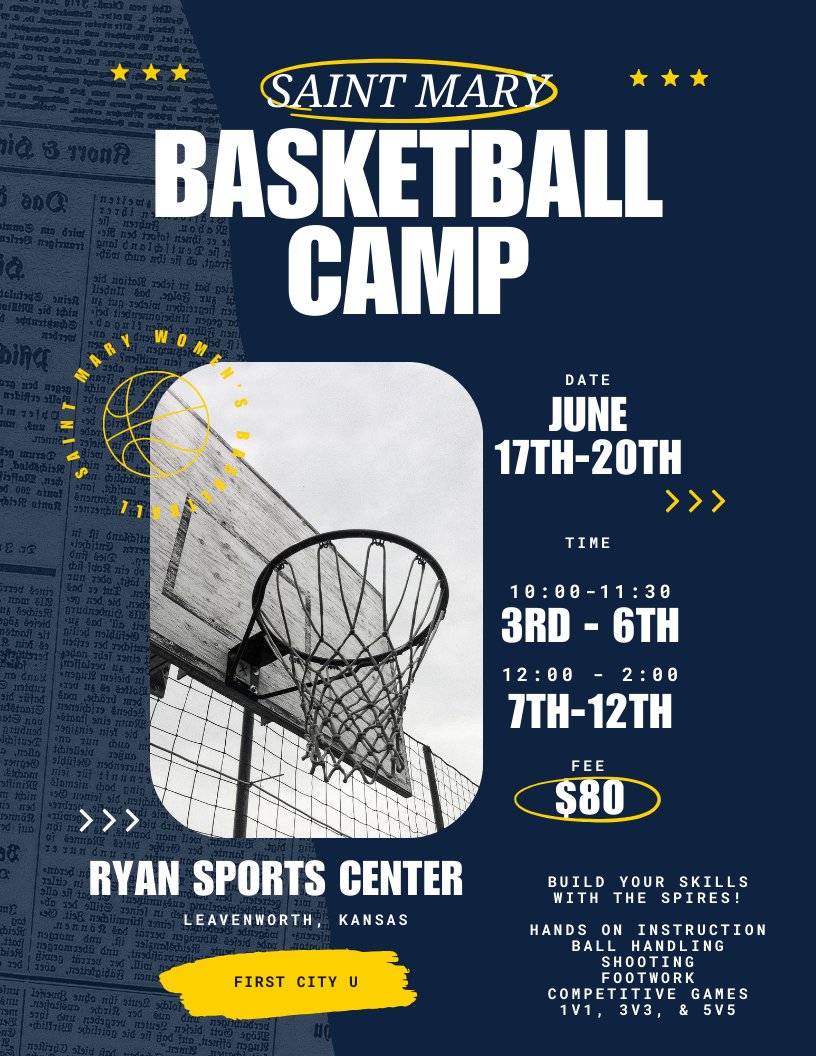 USM_WBB's tweet photo. Schools almost out and you know what that means... CAMP IS AROUND THE CORNER!!!

Email Coach Skupa at mackenzie.skupa@stmary.edu for any questions or to get signed up - can't wait to see everyone and get to work! https://t.co/UduwD1iB2W
