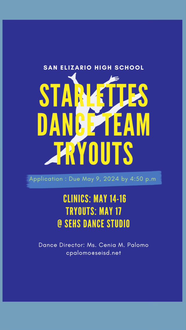 Tryout packets available at SEHS dance studio Rm #(FH129)  

Come join the Starlettes family ! 💛🤍💙