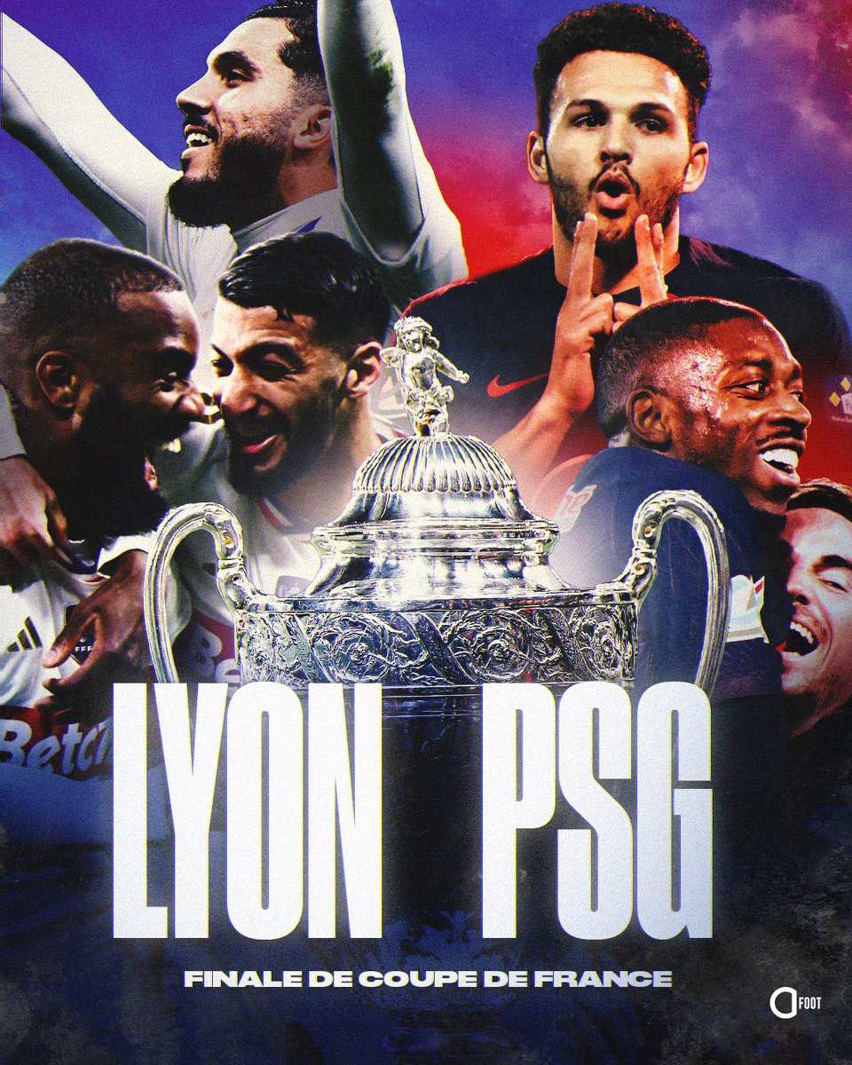 ActuFoot_'s tweet image. 🚨 OFFICIEL ! Voici l’affiche de la finale de la Coupe de France 🇫🇷 :

𝗟𝗬𝗢𝗡 ⚡️ 𝗣𝗔𝗥𝗜𝗦

Rendez-vous au stade Pierre Mauroy le 25 mai prochain. 🍿