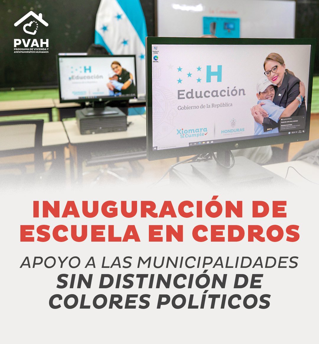seviah_hn's tweet photo. #PVAHInforma | La presidenta Xiomara Castro reafirmó, en el marco de la inauguración de una escuela en Cedros, en Francisco Morazán, que su gobierno da apoyo a las municipalidades sin distingo de colores políticos. #XiomaraSíCumple https://t.co/3ja5XkjJfO