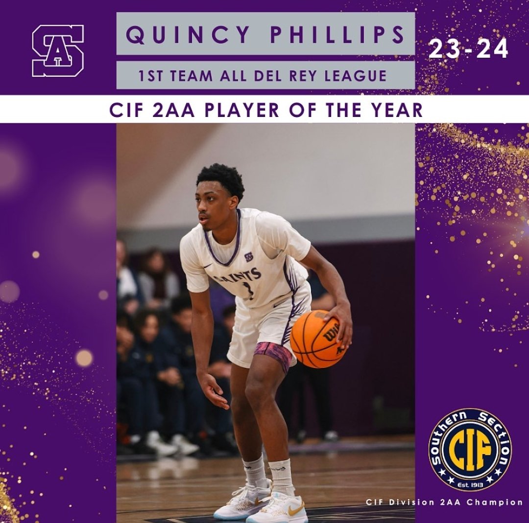 I am blessed to have received the CIF Division 2AA Player of the Year! I would like to thank all of my teammates, the @SAHS20Athletics coaching staff and everyone who believed in me.