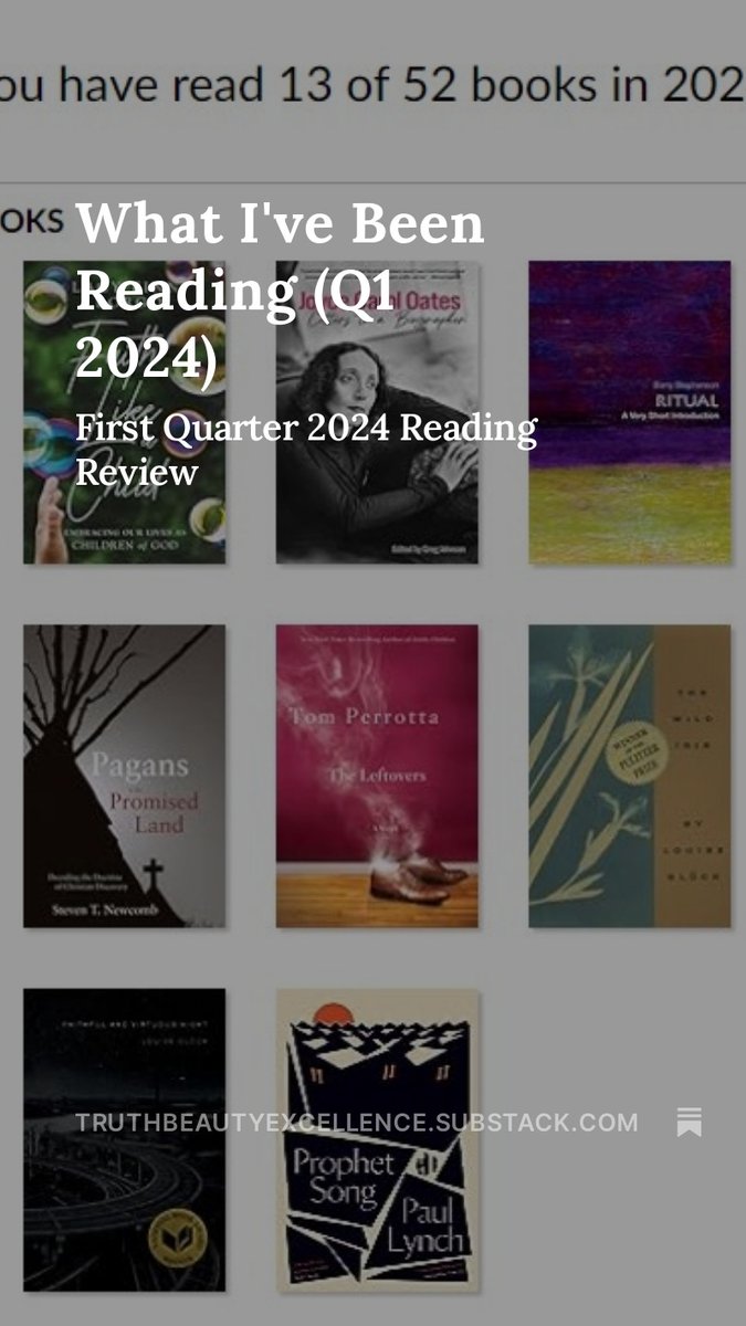 What I've Been Reading (Q1 2024), by <a href="/GloverGL2018/">Gregory L. Glover</a> open.substack.com/pub/truthbeaut…