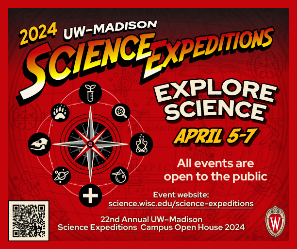 Science Expeditions is happening in Madison April 5-7. Join us on Saturday 10-1p at the @discoverybldg for some hands-on science and wonderful demos! #WiSciFest science.wisc.edu/science-expedi…