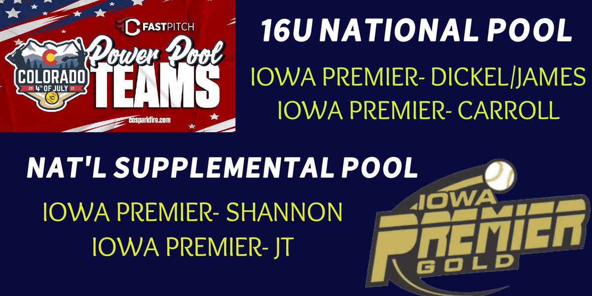 CONGRATS! to our 16U National Teams for making the TOP Grade @TCSFastpitch 4th of July in the National Power Pool & Supplemental Power Pool Tournament in Colorado!! Looking forward to it! #IPFLIFE🖤💛🖤