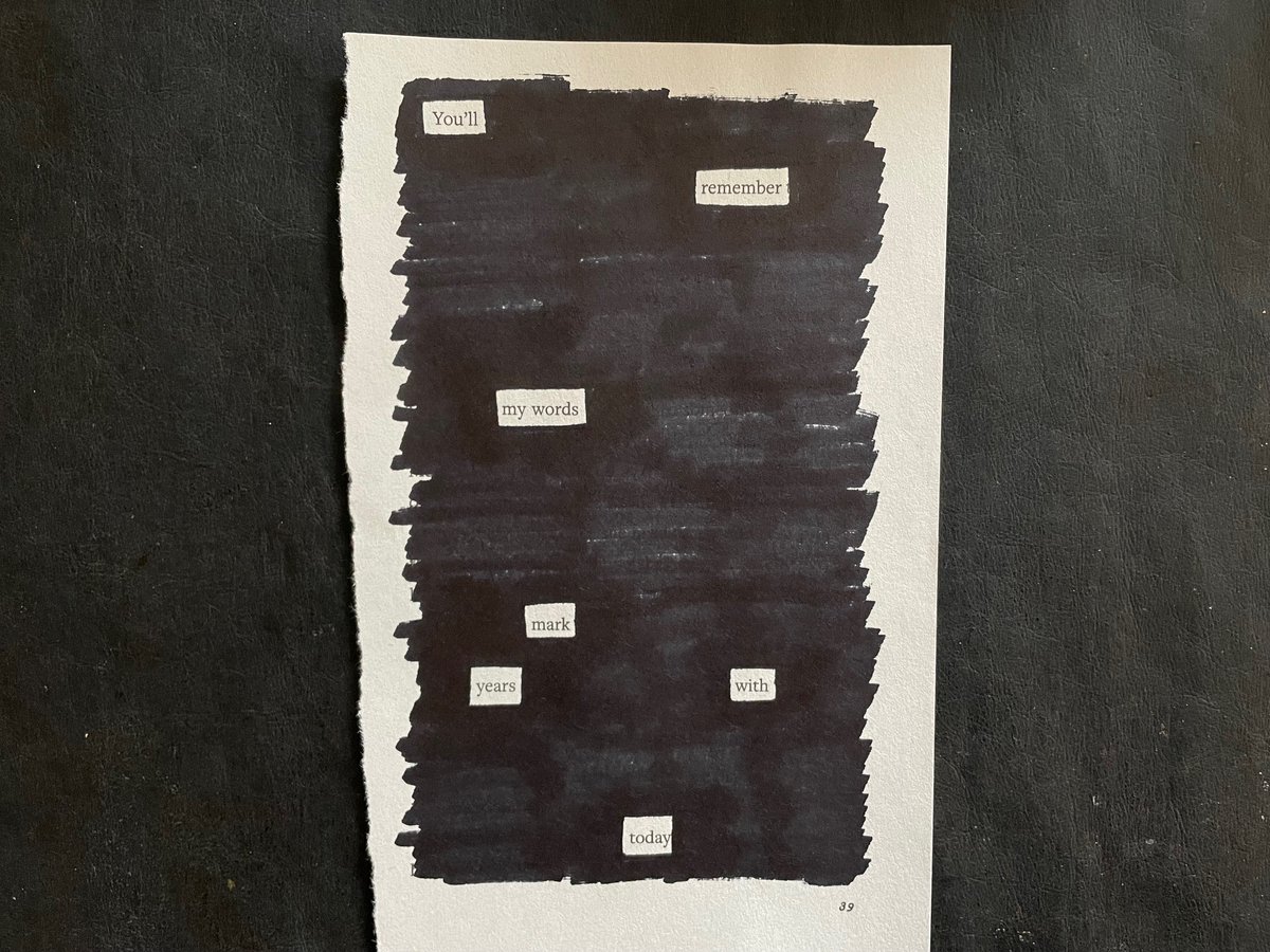 Day 3, #NationalPoetryMonth Blackout poem #3 You'll remember my words mark years with today (Original source: My book THE FIRST MAGNIFICENT SUMMER, which releases in paperback May 7. Preorder it wherever you buy books!)