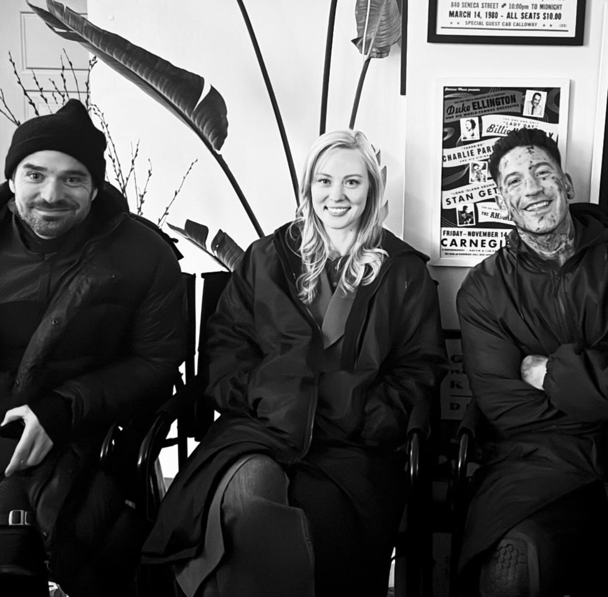 Jon Bernthal shares new #DaredevilBornAgain BTS pic with Charlie Cox and Deborah Ann Woll