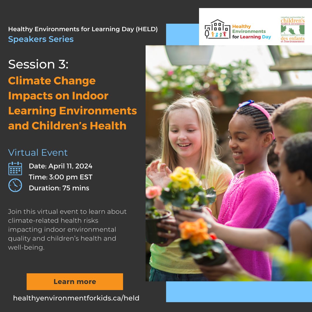 Join us for the third session in our HELD 2024 Speakers Series on key aspects of indoor air quality in schools and child care settings!

Register for this free virtual event here: us02web.zoom.us/webinar/regist…

We look forward to seeing you there!