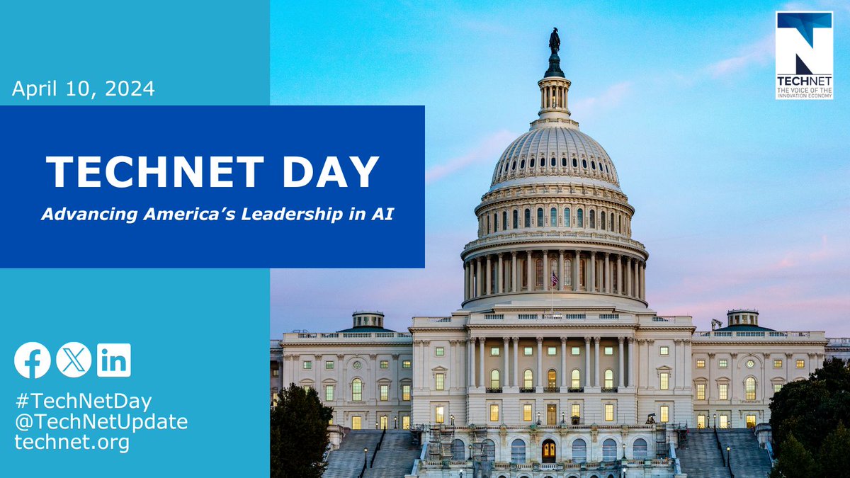 #TechNetDay is one week from today. This year, our executives will meet with Administration officials and members of both parties to discuss the policies needed to advance America's leadership in AI.