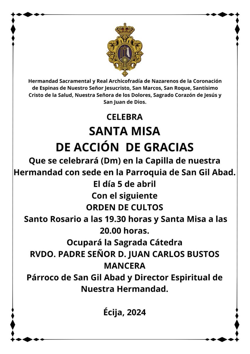 Misa de Acción de Gracias.