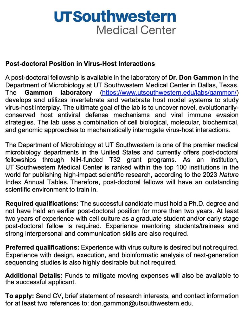 Post-doc positions available in our lab! If you enjoy studying virus-host interactions check us out!