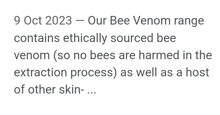 How can bee venom be Ethically sourced 👀

Ingredients derived from animal or by products of animal in your skincare are never ethical 

It's commercial demand so they will ALWAYS be exploited and slaughtered when done 🤬

#ethical #saveourbees