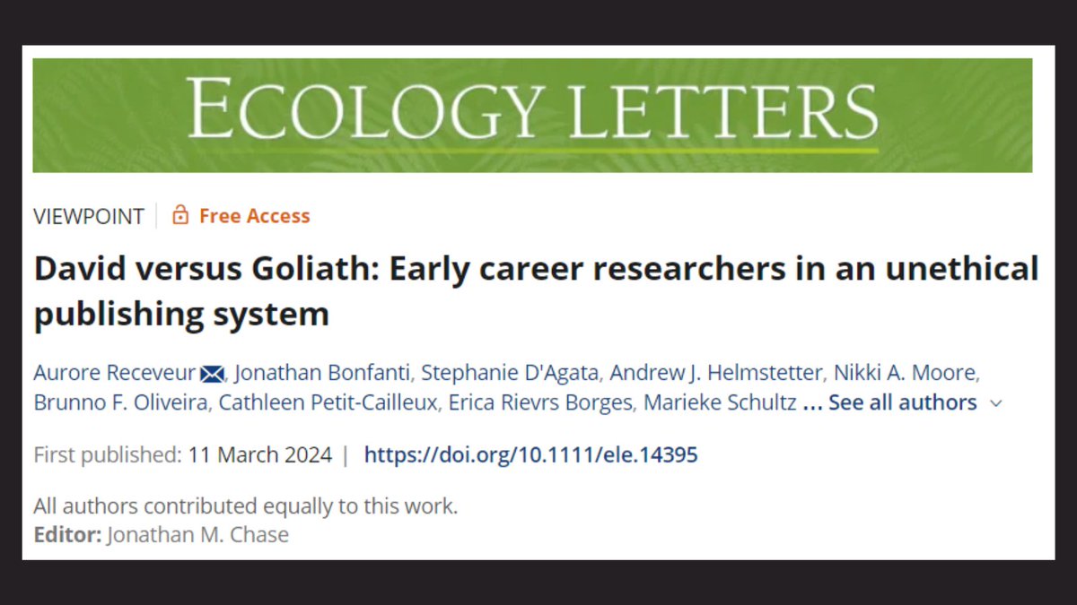 📚🔍 Un artículo reciente discute cómo los investigadores jóvenes (ECR, por sus siglas en inglés) estamos siendo particularmente afectados por el sistema de publicación poco ético que nos reina.
onlinelibrary.wiley.com/doi/10.1111/el…