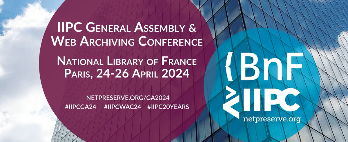 This #WebArchiveWednesday, register for #iipcWAC24 on 24-26 April at <a href="/laBnF/">La Bibliothèque nationale de France</a>, in partnership with @ina_audiovisuel: netpreserve.org/ga2024/registr…

PROGRAM: netpreserve.org/ga2024/program…

<a href="/DLwebBnF/">Dépôt légal web BnF</a> | <a href="/inadlweb/">Ina Dépôt Légal Web</a> |  #iipc20Years | #webarchiving